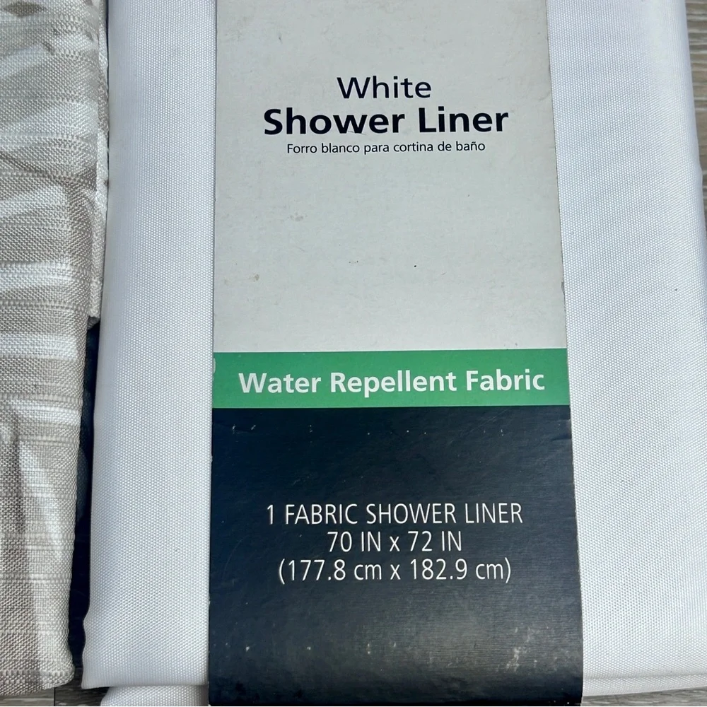 🛁 Mainstays Palm Print Beige Shower Curtain + White Liner Set 🛁